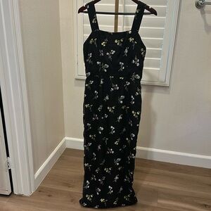 St. John Floral Embroidered Black Dress